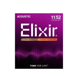 Elixir NEW Elixir Nanoweb 80/20 Bronze Acoustic Strings - Custom Light - .011-.052