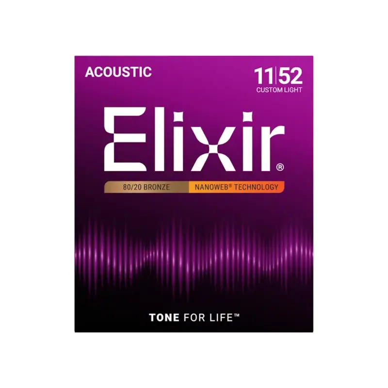 Elixir NEW Elixir Nanoweb 80/20 Bronze Acoustic Strings - Custom Light - .011-.052