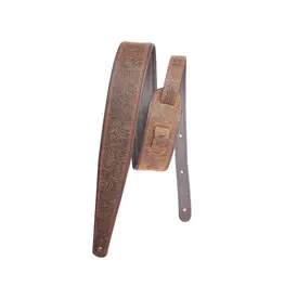 LM NEW LM Premier Guitar Strap - Western Tooled - Brown