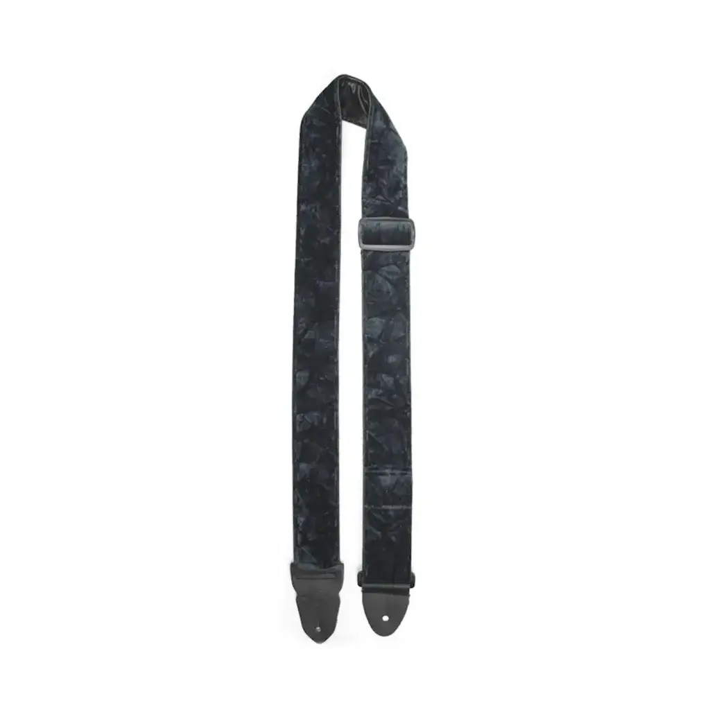 LM NEW LM Crushed Velvet Guitar Strap - Black