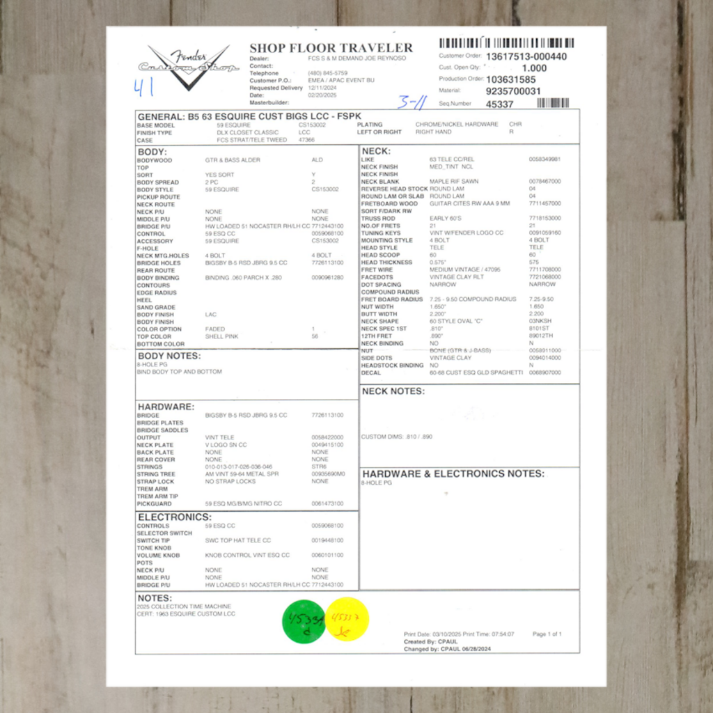 Fender USED Fender Custom Shop 1963 Esquire Custom Bigsby DLX Closet Classic (292)