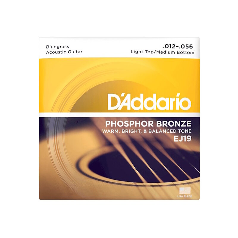D'Addario NEW D'Addario EJ19 Phosphor Bronze Acoustic Strings - Light Top/Medium Bottom - .012-.056