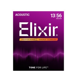 Elixir NEW Elixir Nanoweb Phosphor Bronze Acoustic Strings - Medium - .013-.056