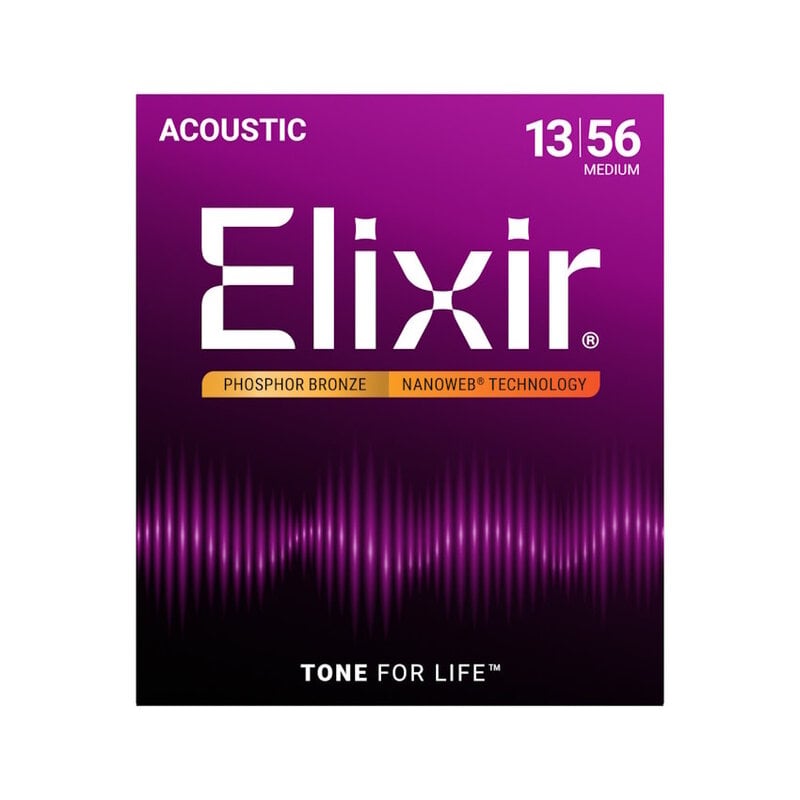 Elixir NEW Elixir Nanoweb Phosphor Bronze Acoustic Strings - Medium - .013-.056