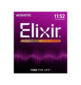 Elixir NEW Elixir Nanoweb 80/20 Bronze Acoustic Strings - Custom Light - .011-.052