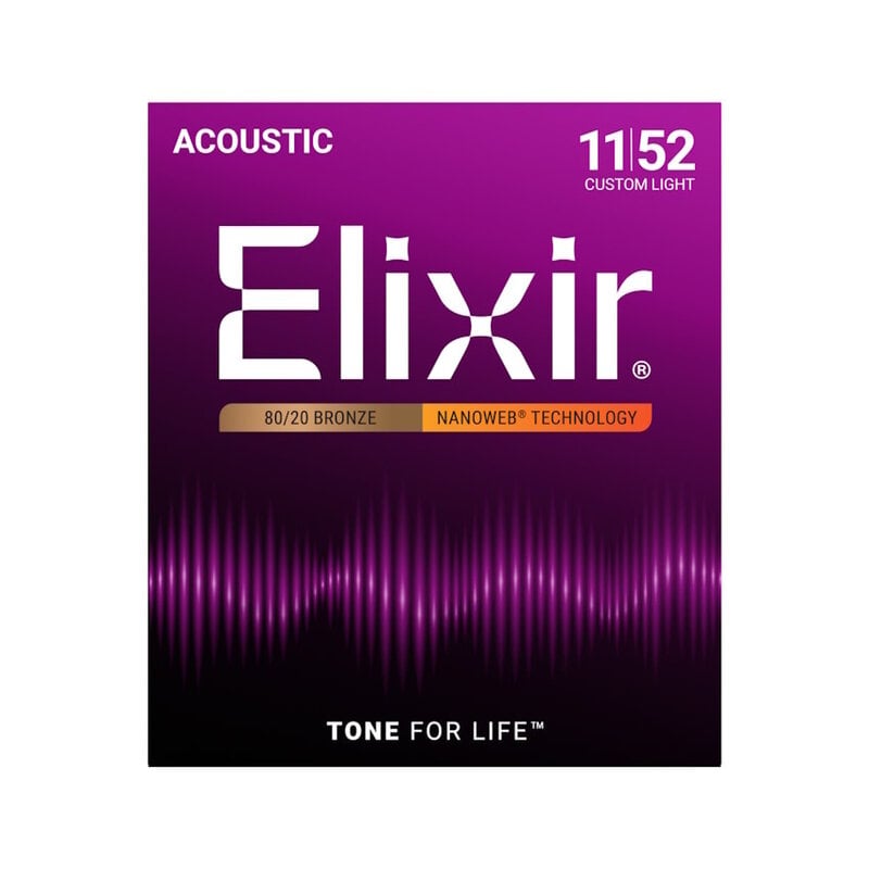Elixir NEW Elixir Nanoweb 80/20 Bronze Acoustic Strings - Custom Light - .011-.052