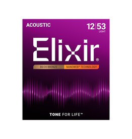 Elixir NEW Elixir Nanoweb 80/20 Bronze Acoustic Strings - Light - .012-.053