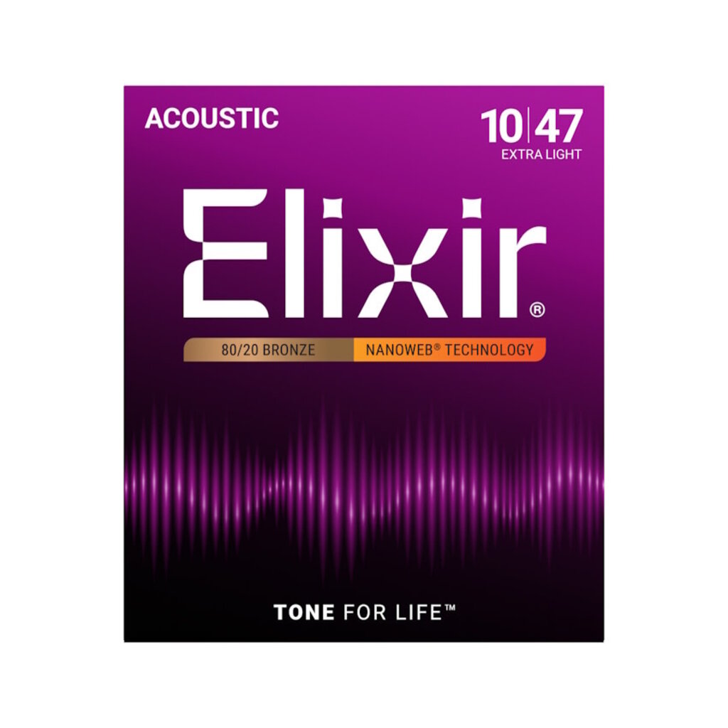 Elixir NEW Elixir Nanoweb 80/20 Bronze Acoustic Strings - Extra Light - .010-.047