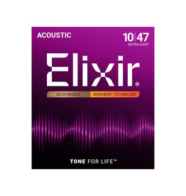 Elixir NEW Elixir Nanoweb 80/20 Bronze Acoustic Strings - Extra Light - .010-.047