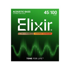Elixir NEW Elixir Nanoweb 80/20 Acoustic Bass Strings - Light - .045-.100