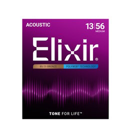 Elixir NEW Elixir Polyweb 80/20 Bronze Acoustic Strings - Medium - .013-.056