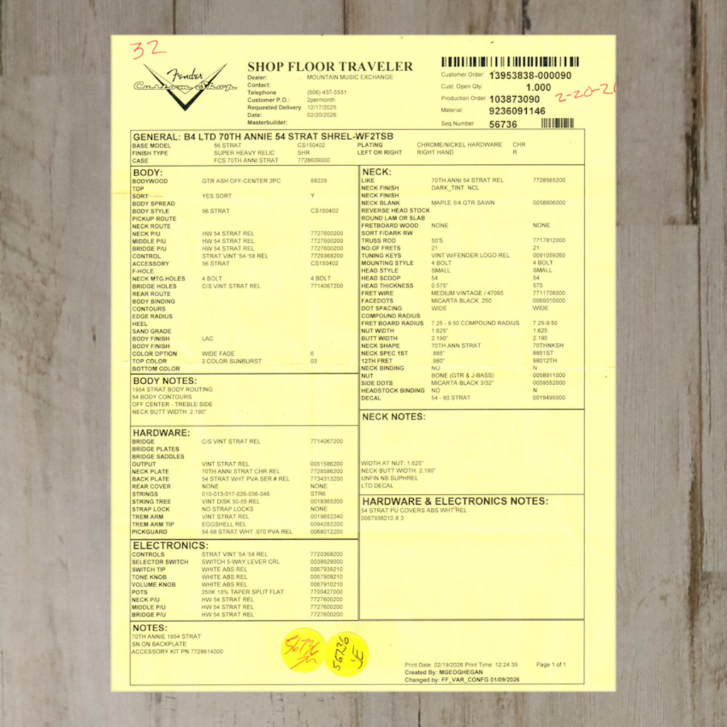 Fender DEMO Fender Custom Shop 70th Anniversary 1954 Stratocaster - Wide-Fade 2-Color Sunburst (963)