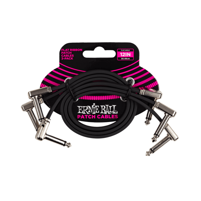 Ernie Ball NEW Ernie Ball Flat Ribbon Pedalboard Patch Cables - 12" - Pack of 3