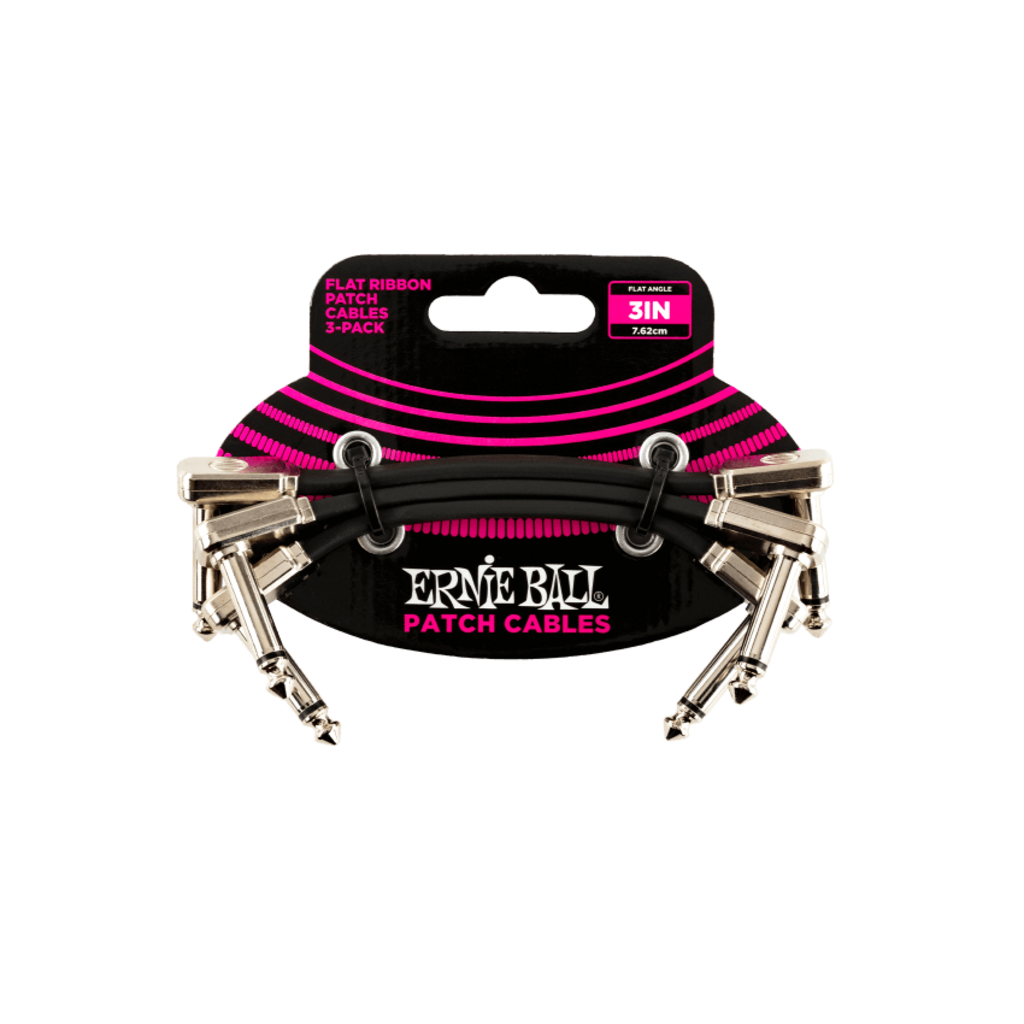 Ernie Ball NEW Ernie Ball Flat Ribbon Pedalboard Patch Cables - 3" - Pack of 3