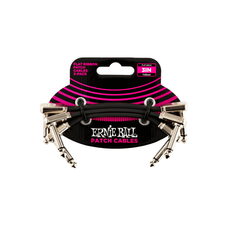 Ernie Ball NEW Ernie Ball Flat Ribbon Pedalboard Patch Cables - 3" - Pack of 3