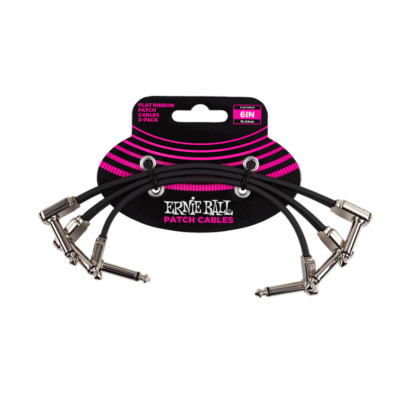 Ernie Ball NEW Ernie Ball Flat Ribbon Pedalboard Patch Cables - 6" - Pack of 3