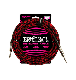 Ernie Ball NEW Ernie Ball Braided Cable - Straight/Straight - Red/Black - 25'