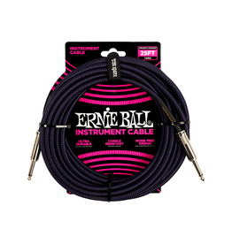 Ernie Ball NEW Ernie Ball Braided Cable - Straight/Straight - Purple/Black - 25'