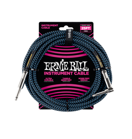 Ernie Ball NEW Ernie Ball Braided Cable - Straight/Angle - Black/Blue - 25'