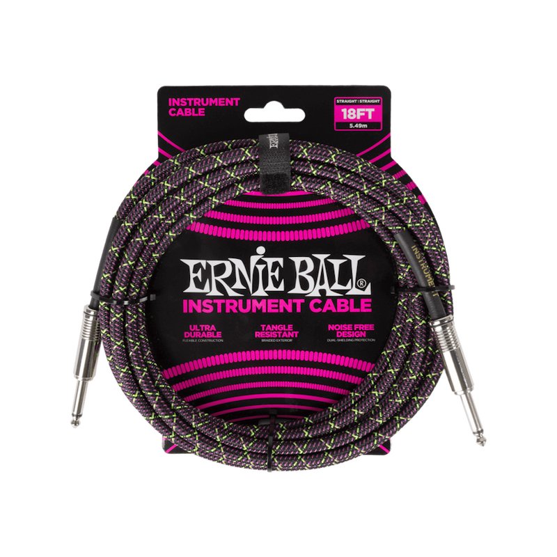 Ernie Ball NEW Ernie Ball Braided Cable - Straight/Straight - Purple Python - 18'