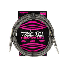 Ernie Ball NEW Ernie Ball Braided Cable - Straight/Straight - Silver Fox - 10'