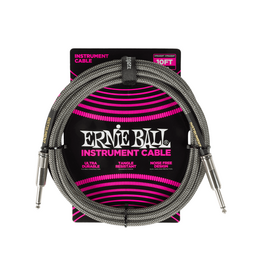 Ernie Ball NEW Ernie Ball Braided Cable - Straight/Straight - Silver Fox - 10'