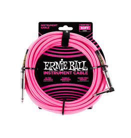 Ernie Ball NEW Ernie Ball Braided Cable - Straight/Angle - Neon Pink - 10'
