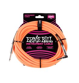 Ernie Ball NEW Ernie Ball Braided Cable - Straight/Angle - Neon Orange - 10'