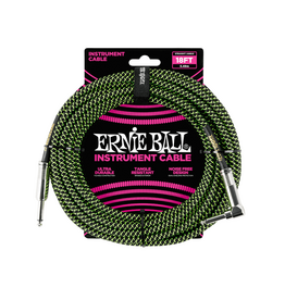 Ernie Ball NEW Ernie Ball Braided Cable - Straight/Angle - Black/Green - 18'