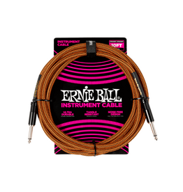 Ernie Ball NEW Ernie Ball Braided Cable - Straight/Straight - Pumpkin Pie - 10'