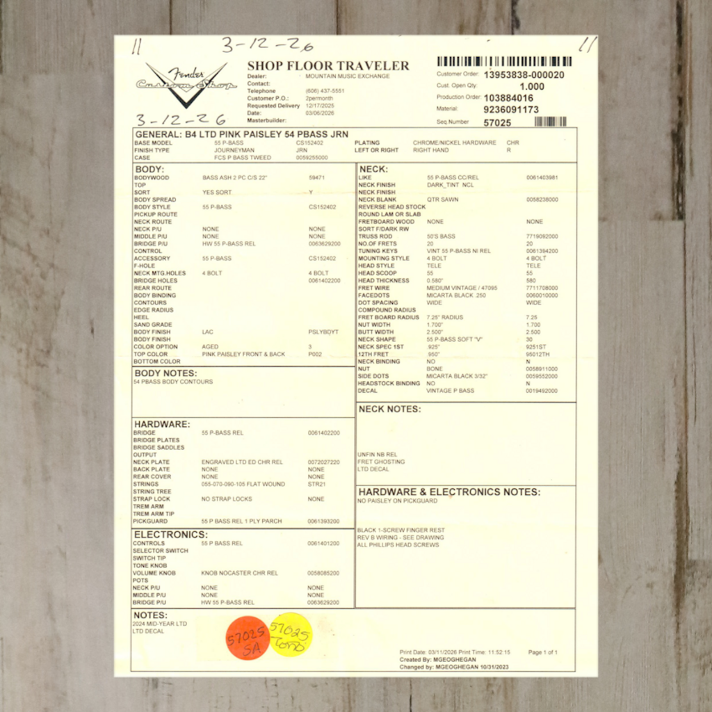 Fender DEMO Fender Limited Edition '54 Precision Bass Journeyman Relic - Pink Paisley (682)