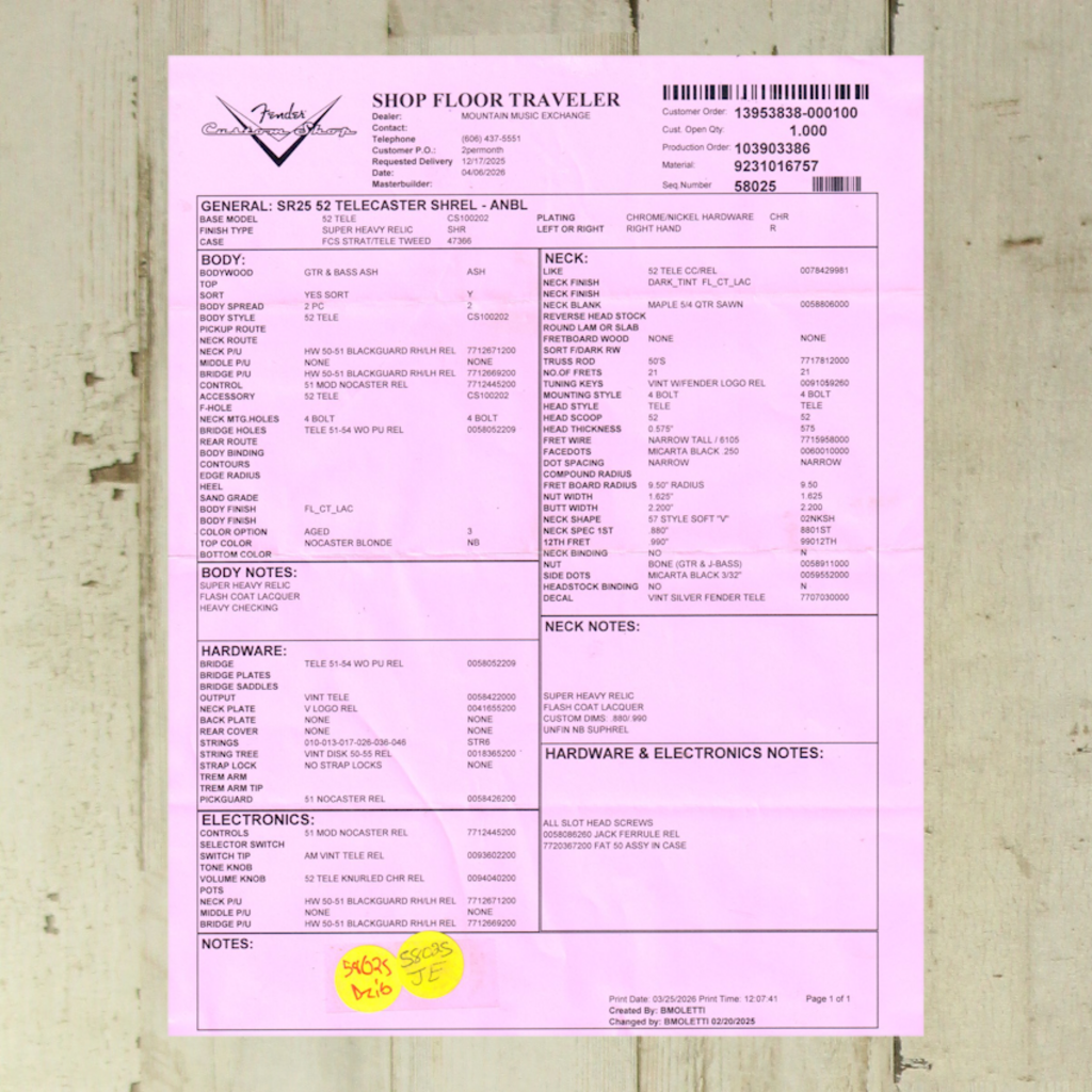 Fender DEMO Fender Custom Shop 1952 Telecaster Super Heavy Relic - Aged Nocaster Blonde (640)