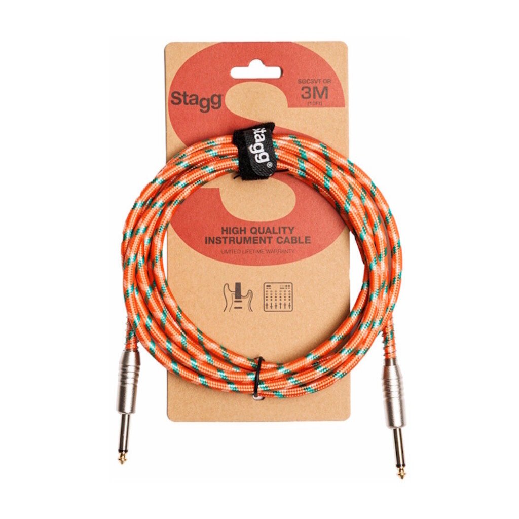 Stagg NEW Stagg Vintage Tweed Cable - Orange - 10'