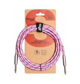 Stagg NEW Stagg Vintage Tweed Cable - Pink - 10'