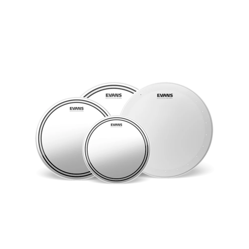Evans NEW Evans EC2S Clear Tom Head Pack - 10", 12", 14" - Free 14" HD Dry Snare Head