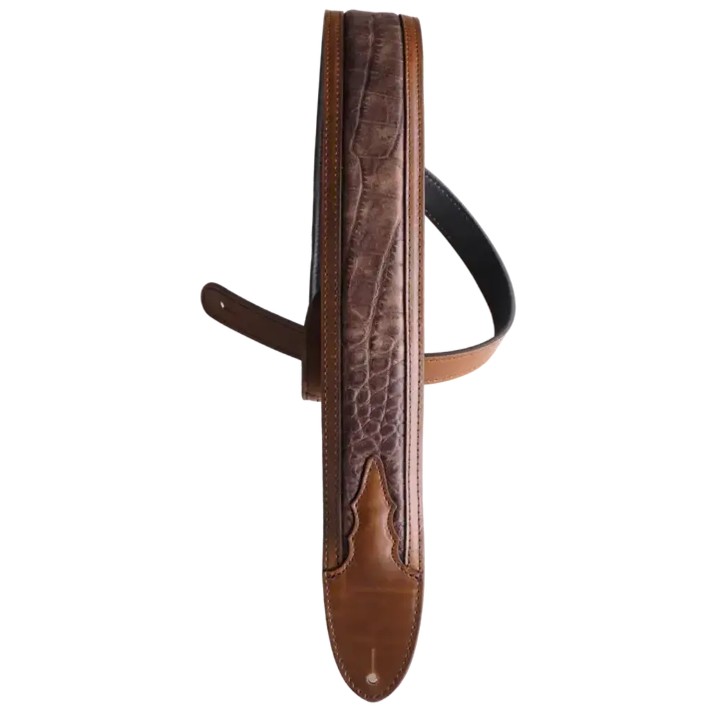 LM NEW LM Luxe Crocodile Guitar Strap - Brown