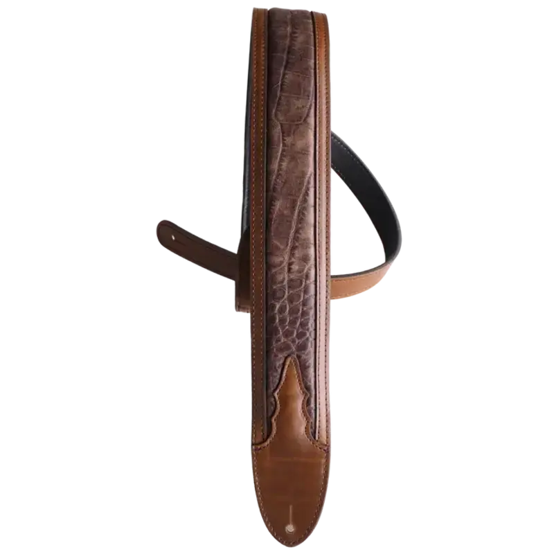 LM NEW LM Luxe Crocodile Guitar Strap - Brown