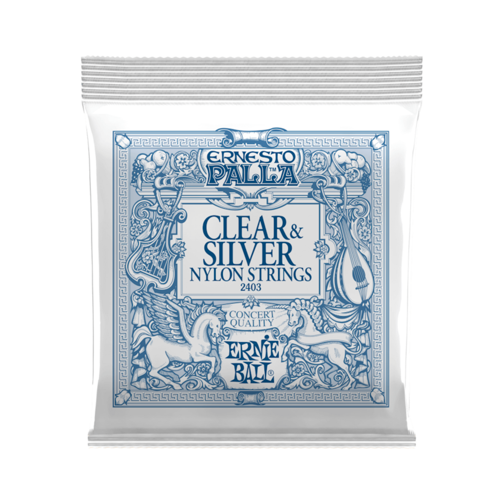 Ernie Ball NEW Ernie Ball Ernesto Palla Clear & Silver Nylon Classical Guitar Strings - Medium Tension