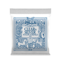 Ernie Ball NEW Ernie Ball Ernesto Palla Clear & Silver Nylon Classical Guitar Strings - Medium Tension