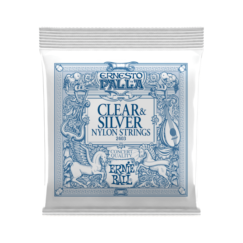 Ernie Ball NEW Ernie Ball Ernesto Palla Clear & Silver Nylon Classical Guitar Strings - Medium Tension