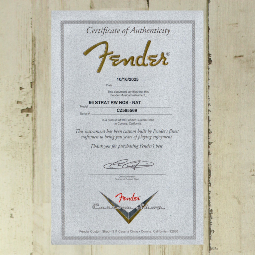 Fender DEMO Fender Custom Shop 1966 Stratocaster Hardtail NOS - Natural (569)