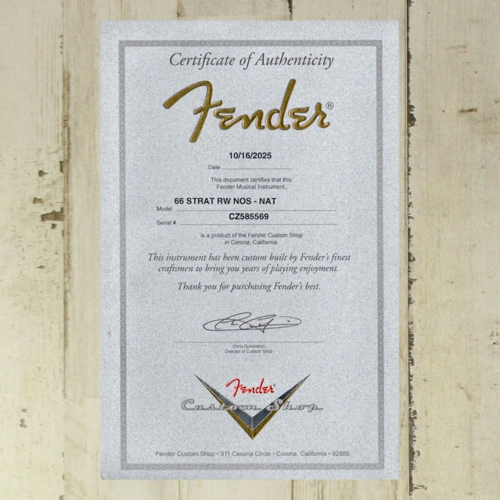 Fender USED 2025 Fender Custom Shop 1966 Stratocaster Hardtail NOS (569)