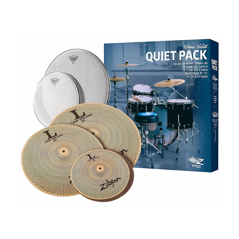 Zildjian NEW Zildjian L80 Low Volume Quiet Pack With Remo Silentstroke Drum Heads