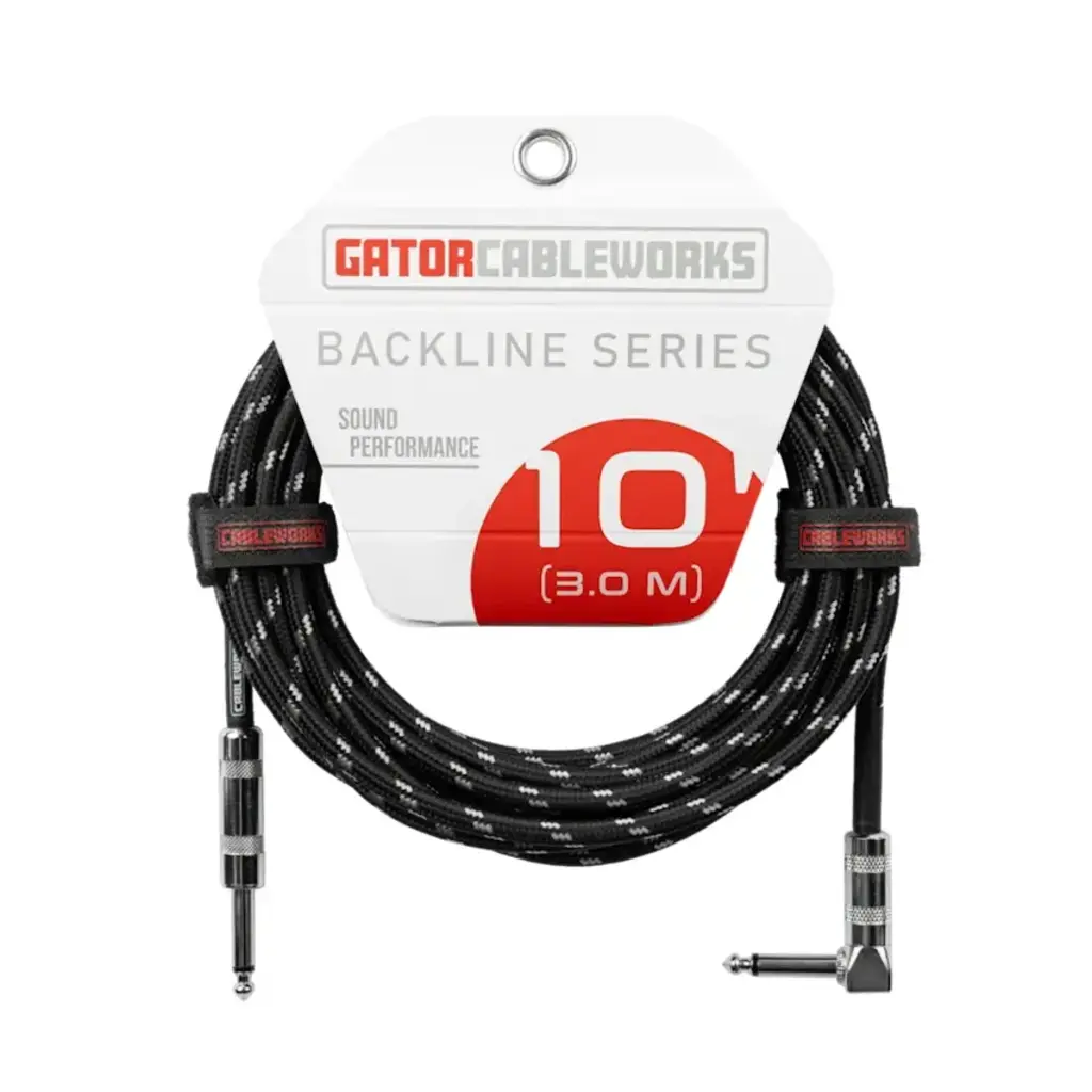 Gator NEW Gator Cableworks Backline Series Braided Instrument Cable - Black/Gray - 10'