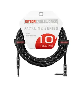 Gator NEW Gator Cableworks Backline Series Braided Instrument Cable - Black/Gray - 10'