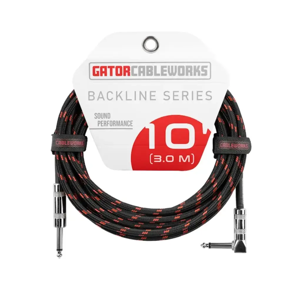 Gator NEW Gator Cableworks Backline Series Braided Instrument Cable - Black/Red - 10'