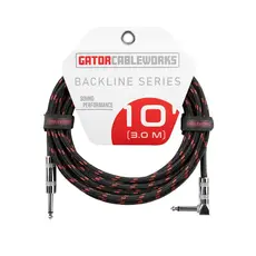Gator NEW Gator Cableworks Backline Series Braided Instrument Cable - Black/Red - 10'