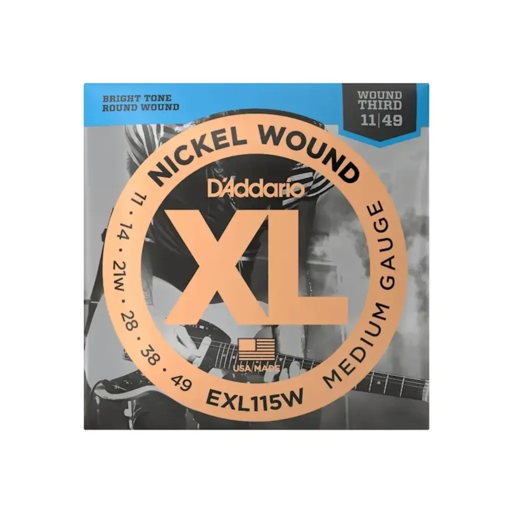D'Addario NEW D'Addario EXL115W Nickel Wound Electric Strings - Medium w/ Wound 3rd - .011-.049