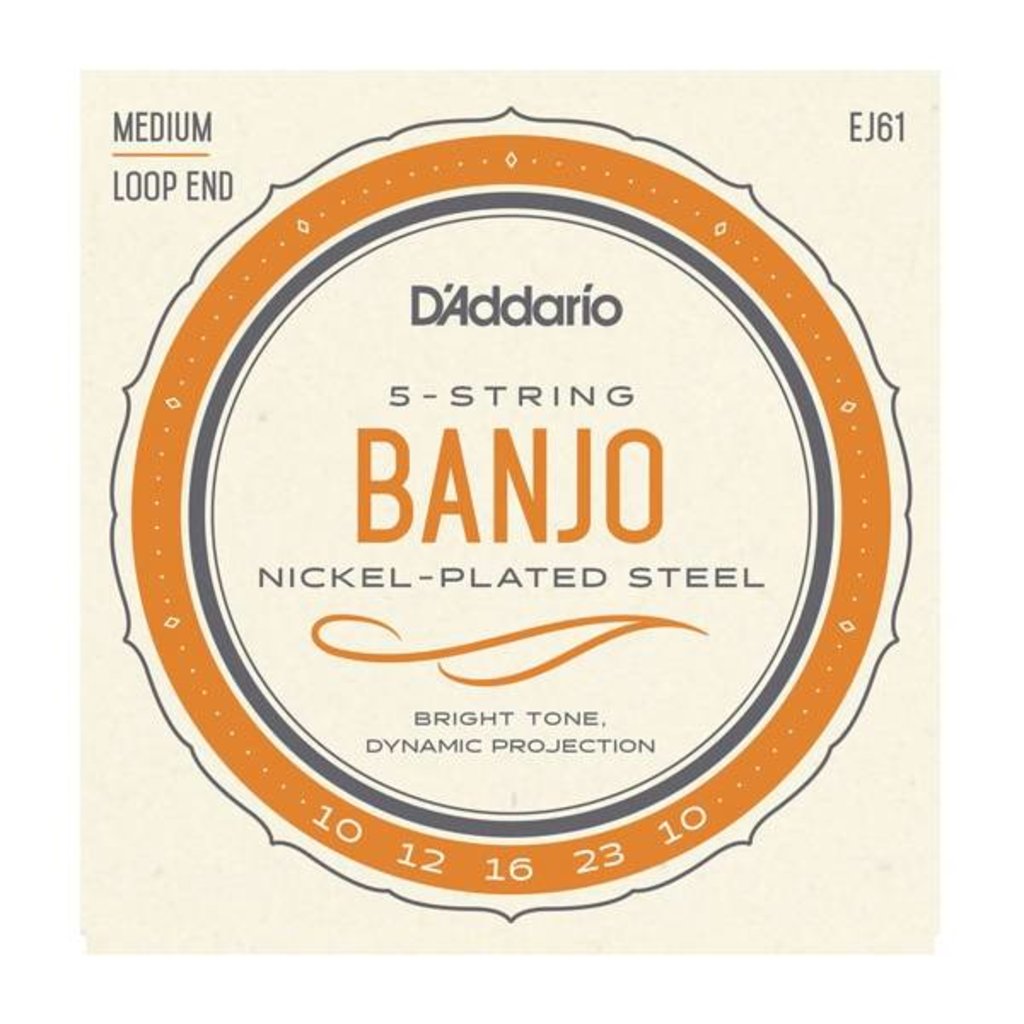 D'Addario NEW D'Addario EJ61 Nickel Banjo Strings - Medium - .010-.023