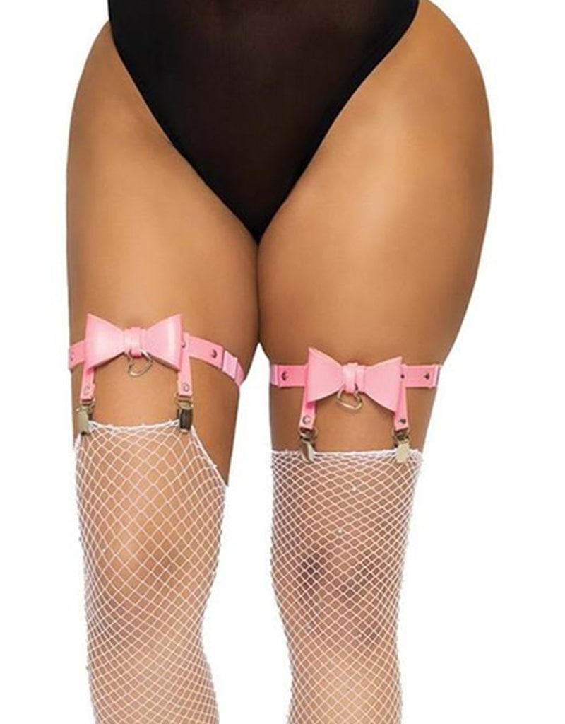 Leg Avenue Vegan Leather Thigh High Bow Garter